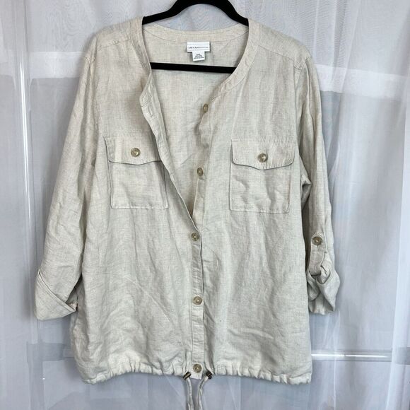 Liz Clairborne linen short sleeve button down XXL safari outdoor farmhouse - Picture 13 of 13